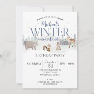 Winter Onederland Birthday, Animal 1st Birthday Invitation