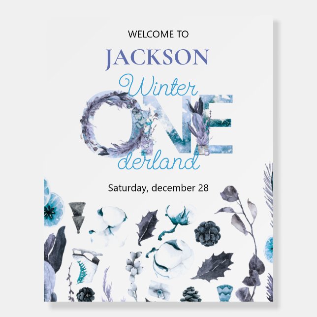 Winter Onederland Birthday Boy Welcome Sign (Front)