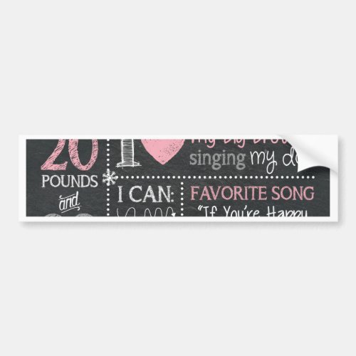 Winter ONEderland Birthday Chalkboard Sign Bumper Sticker