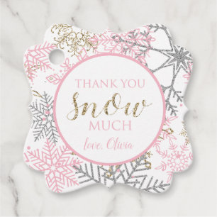 Winter Onederland birthday favor tag pink gold