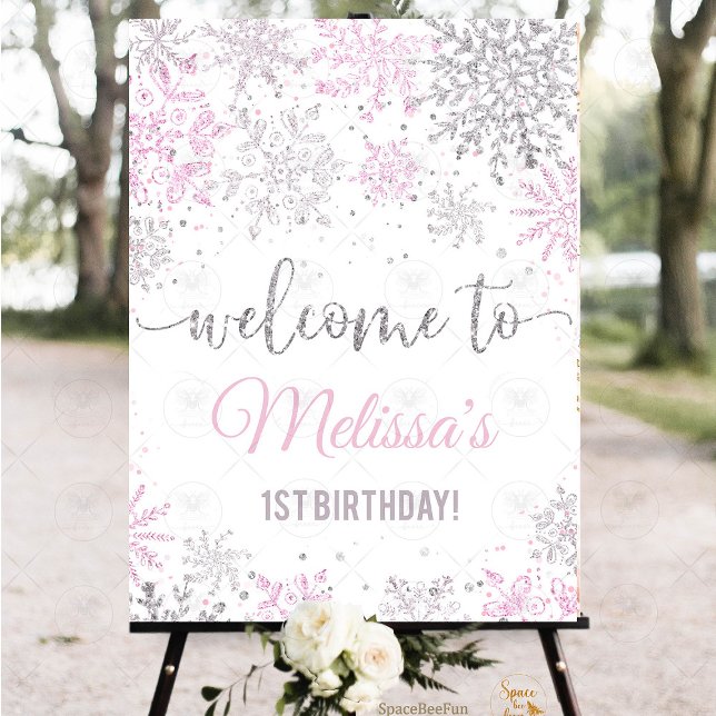 Winter Onederland Birthday  Foam Board (Winter ONEderland birthday welcome sign, snowflake birthday welcome sign, winter wonderland party si)