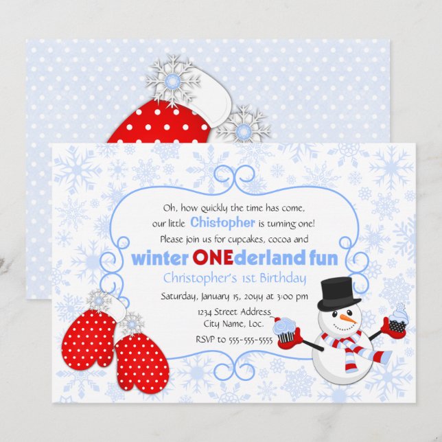 Winter ONEderland Birthday Invitation (Front/Back)