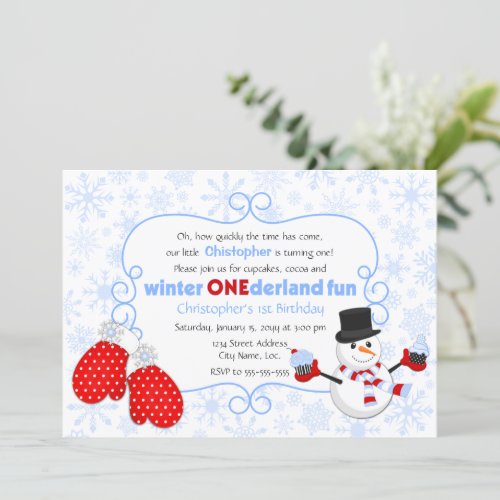 Winter ONEderland Birthday Invitation