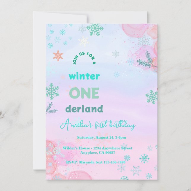 Winter Onederland Birthday  Invitation (Front)