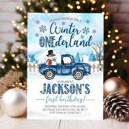 Winter Onederland Birthday Invitation Boy Invitation