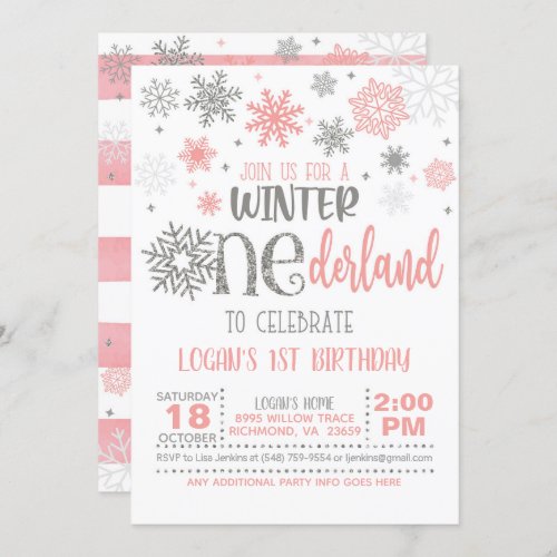 Winter ONEderland Birthday Invitation _ Girl _ WG