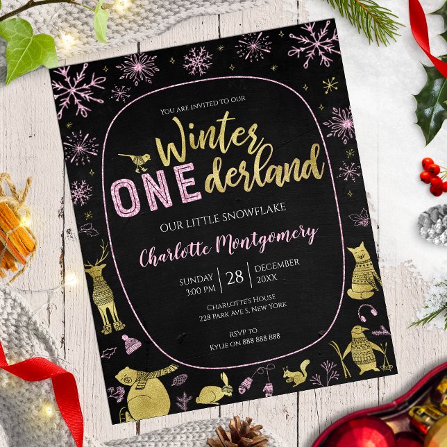 Winter Onederland Birthday Invitation Snowflakes (Creator Uploaded)