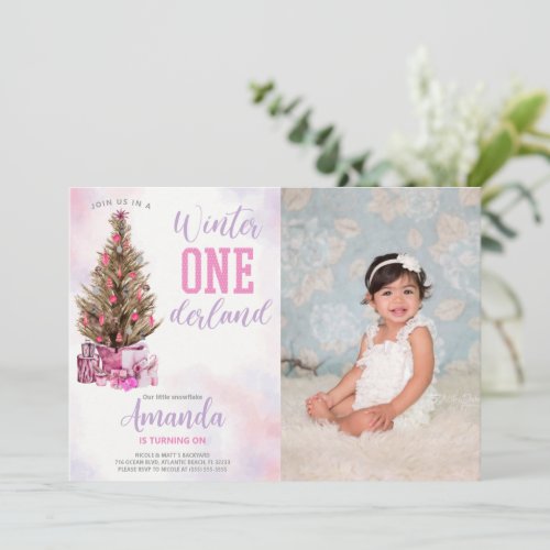 Winter Onederland Birthday Invitation With Photo