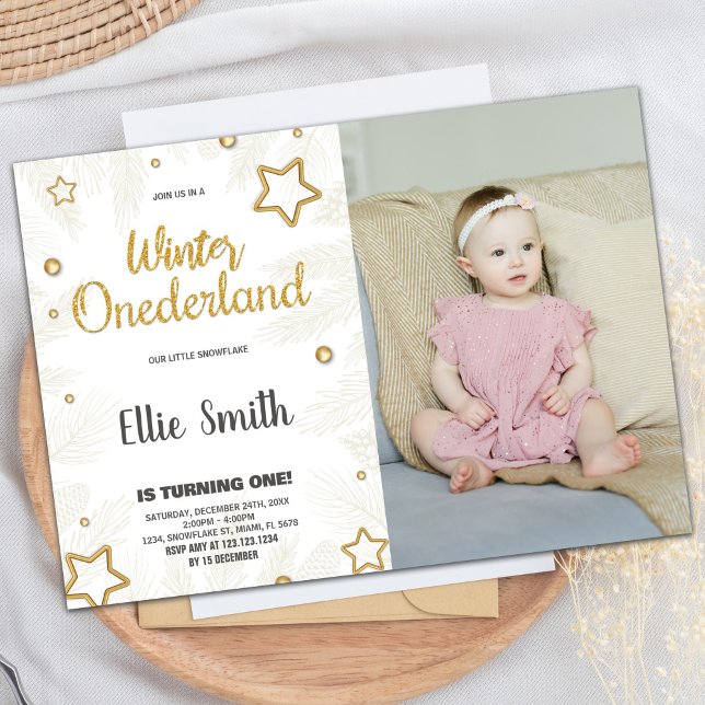 Winter ONEderland Birthday Invitations Star Photo (Winter ONEderland Birthday Invitations Star Photo)