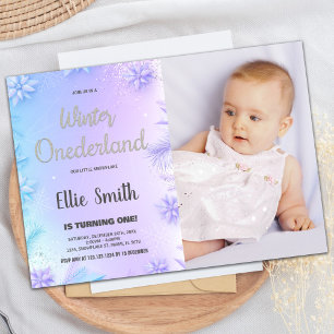 Winter ONEderland Birthday Invitations With Photo