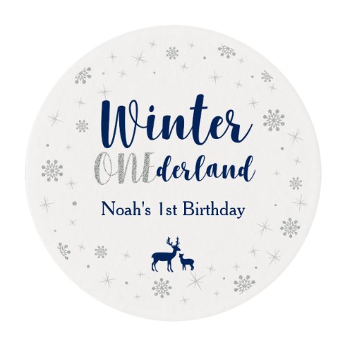 Winter Onederland Birthday Party Cupcake Toppers Edible Frosting Rounds