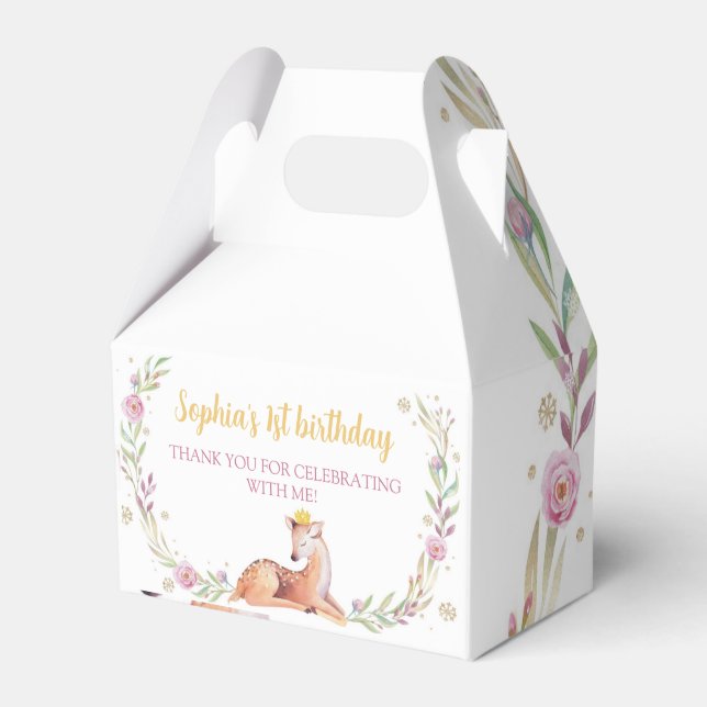 Winter Onederland Birthday Party Favor Box (Front Side)