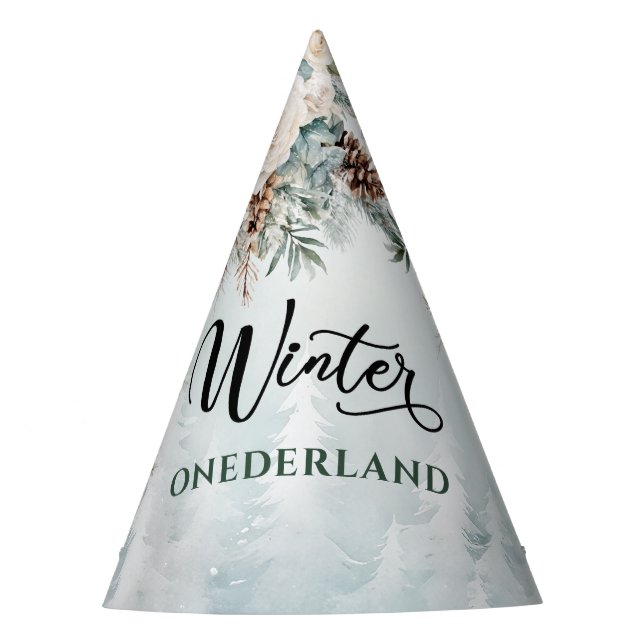 Winter Onederland Birthday Party Hat (Front)