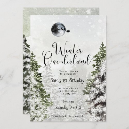 winter onederland birthday party invitation