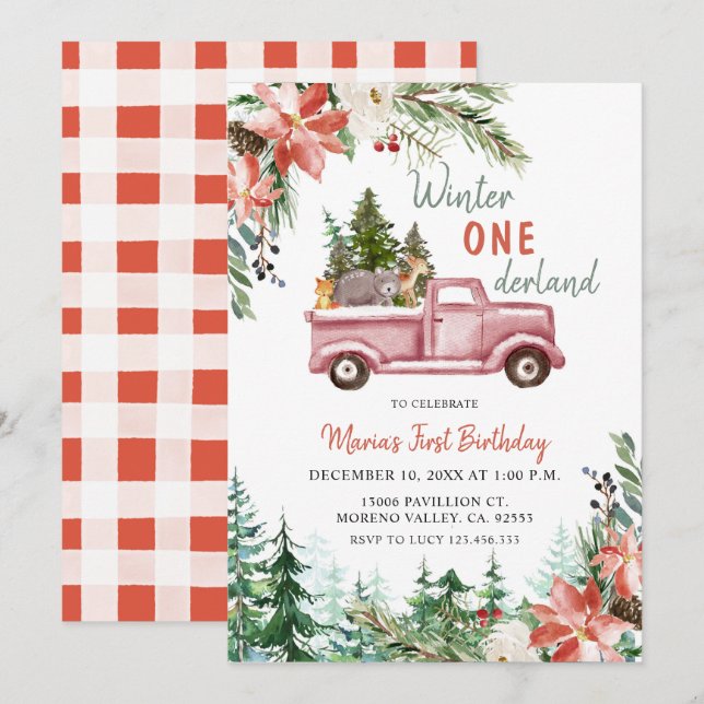 Winter ONEderland Birthday Party Invitation (Front/Back)