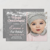 Winter Onederland birthday party invite (Front/Back)