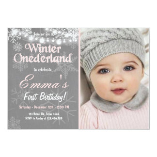 Winter Onederland birthday party invite