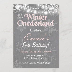 Winter Onederland birthday party invite
