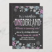 Winter Onederland birthday party invite Girl (Front/Back)