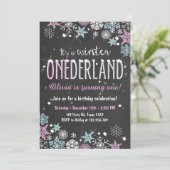 Winter Onederland birthday party invite Girl (Standing Front)