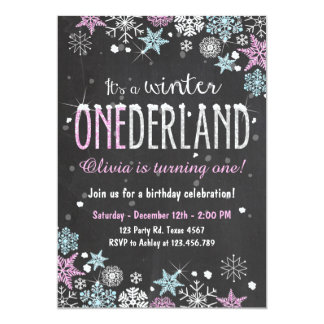 winter one derland birthday invitations