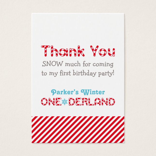 Winter ONEderland Birthday Party Thank You (Front)