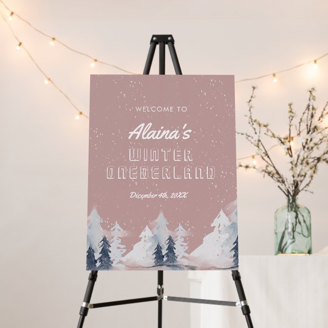 Winter Onederland Birthday Party Welcome Sign (In Situ (Stand))