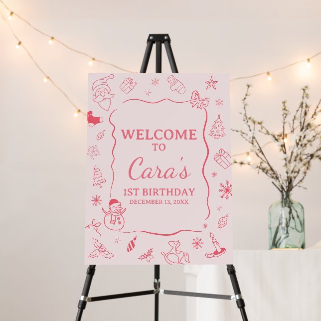 Winter Onederland Birthday Party Welcome Sign (In Situ (Stand))