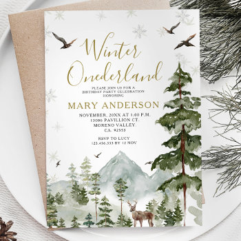 Winter Onederland Birthday Party Woodland Forest  Invitation by HappyPartyStudio at Zazzle