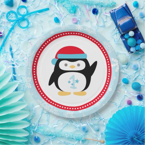 Winter ONEderland Birthday Penguin Paper Plates