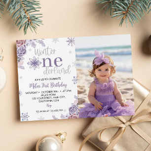 Winter Onederland Birthday Photo Invitation