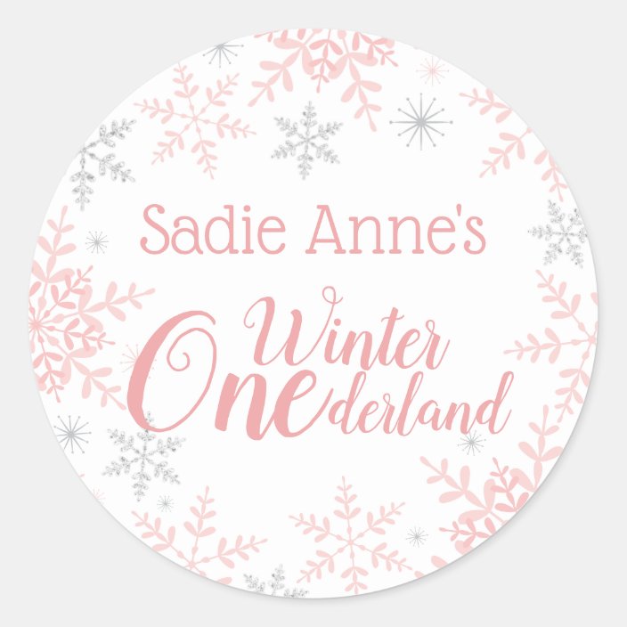 Download Paper Party Supplies Paper 20 Pink And Silver Glitter Snowflake Personalized Tags Onederland Party Winter Onederland Winter Wonderland Birthday Party