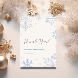 Winter Onederland Birthday Snowflakes Thank You Invitation