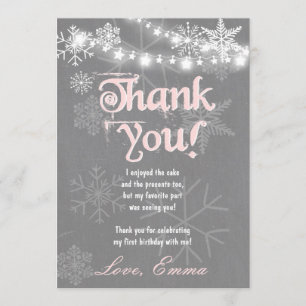 Winter ONEderland Birthday Thank you Card