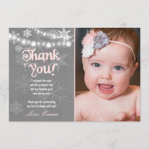 Winter ONEderland Birthday Thank you Card