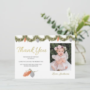 Winter Onederland Birthday Thank You Card