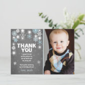 Winter ONEderland Birthday Thank you Card Boy Blue (Standing Front)