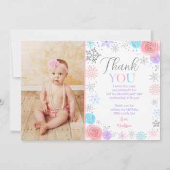 Winter Onederland Birthday Thank You Cards by SugarPlumPaperie at Zazzle