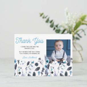 Winter Onederland Birthday Thank You Favor Card