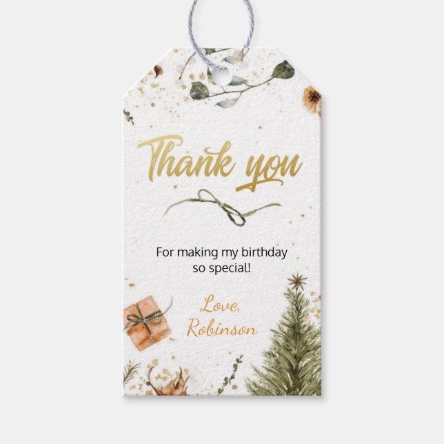 Winter Onederland Birthday Thank You Favor Tag (Front)