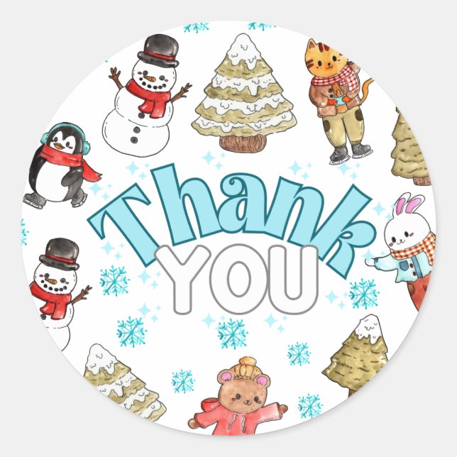 Winter onederland birthday thank you Sticker (Front)