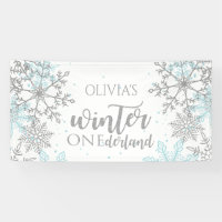 Winter Onederland Blue and Silver Snowflake