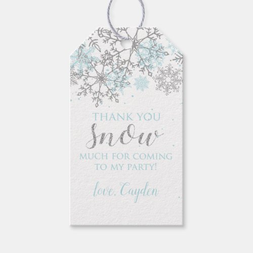 Winter Onederland Blue and Silver Snowflake Tags