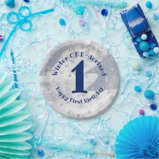 Winter ONEderland Blue First Birthday Snowflakes