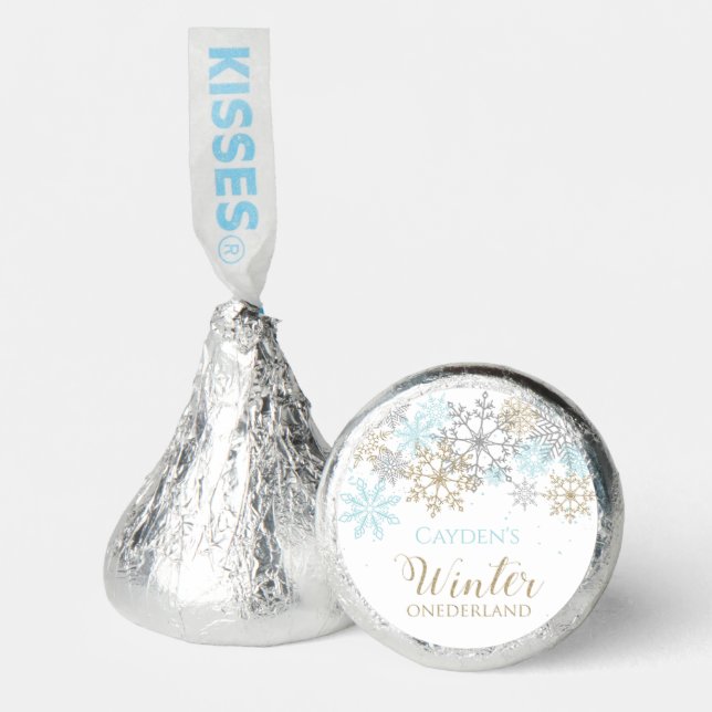 Winter Onederland blue Gold snowflake Hershey®'s Kisses® (Front)