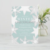 Winter Onederland Blue & Silver 1st Birthday Invitation (Standing Front)