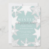 Winter Onederland Blue & Silver 1st Birthday Invitation (Front)