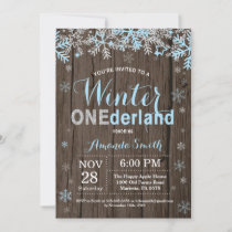 Winter Onederland Blue Silver Boy 1st Birthday Invitation