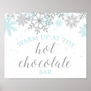 Winter Onederland Blue + Silver Hot Chocolate Bar Poster