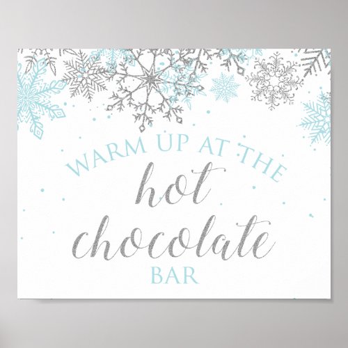 Winter Onederland Blue  Silver Hot Chocolate Bar Poster